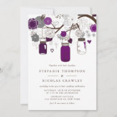 Invitation Mariage Mason Jars à pendaison violette (Devant)