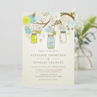 Mariage Mason Jars Vintage bleu et vert