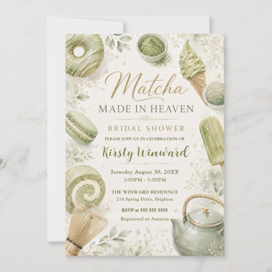 Invitation Mariage Matcha fait au Ciel (Devant)