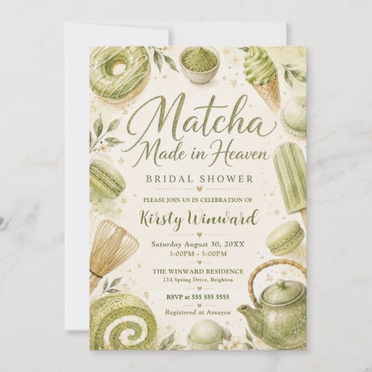Invitation Mariage Matcha fait au Ciel Enterrement de Vie de (Devant)