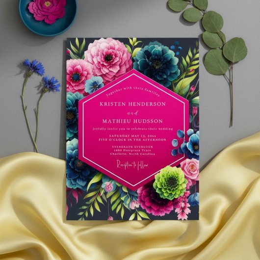 Invitation Mariage Maussade Fleur Magenta