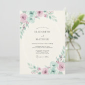 Invitation Mariage Mauve Celadon Petal (Debout devant)