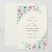 Invitation Mariage Mauve Celadon Petal (Devant / Derrière)