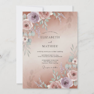 Invitation Mariage Mauve Cuivre Pétales