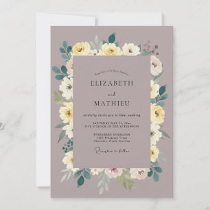Invitation Mariage Mauve Jaune Pivoine