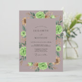 Invitation Mariage Mauve Lime Paeonie (Debout devant)