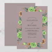 Invitation Mariage Mauve Lime Paeonie (Devant / Derrière)
