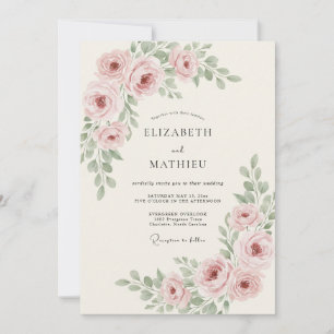 Invitation Mariage Mauve Olive Pivoine