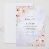 Invitation Mariage Mauve Peach Paeony (Devant / Derrière)