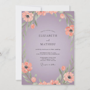 Invitation Mariage Mauve Péché Coquelicot