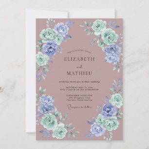 Invitation Mariage Mauve Pervenche Ranunculus Eucalyptus