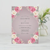 Invitation Mariage Mauve Rose (Debout devant)