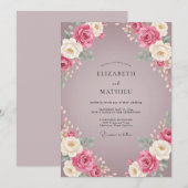 Invitation Mariage Mauve Rose (Devant / Derrière)