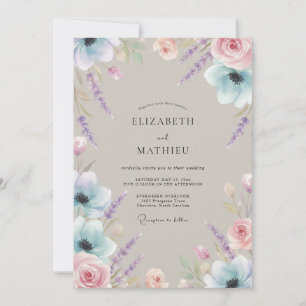 Invitation Mariage Mauve Taupe Lavande Eucalyptus