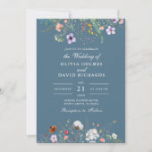 Invitation Mariage Meadow du Fleur sauvage d'aquarelle bleu f (Devant)