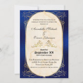 Invitation Mariage médiéval bleu marine et or (Devant)