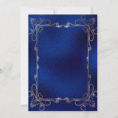 Invitation Mariage médiéval bleu marine et or (Dos)