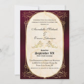 Invitation Mariage Médiéval Bourguignon et Or (Devant)