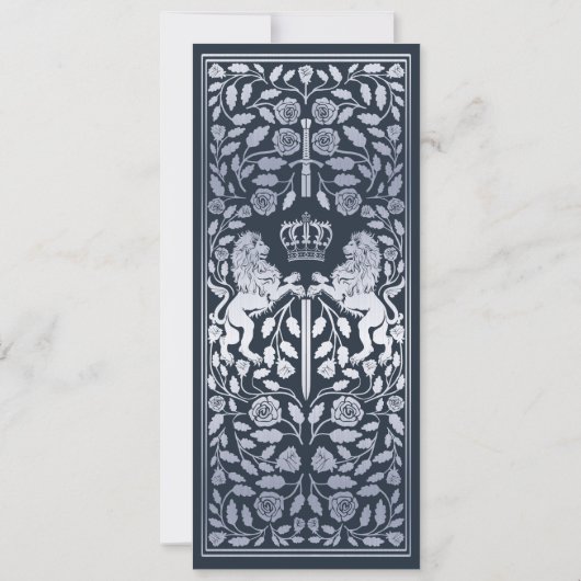 Invitation Mariage médiéval d'argent Blue Royal Lion (Dos)
