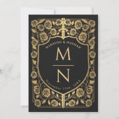 Invitation Mariage médiéval de Black Sword Shield (Dos)