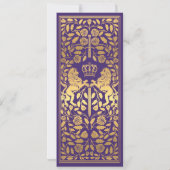 Invitation Mariage médiéval d'or violet Royal Lion (Dos)