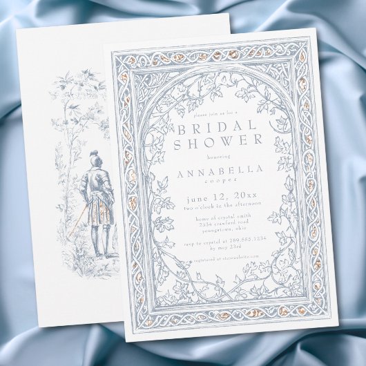 Invitation Mariage Médiéval Fantastique Arc Bleu Or