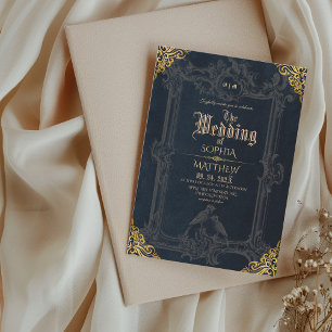 Invitation Mariage Médiéval Fantastique Royal Black Gold