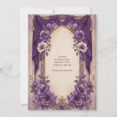 Invitation Mariage Médiéval Gothique Arche Pourpre Drapée (Dos)