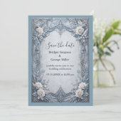 Invitation Mariage Médiéval Gothique Hiver Glace Argent (Debout devant)