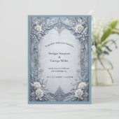 Invitation Mariage Médiéval Gothique Hiver Glace Argent (Debout devant)