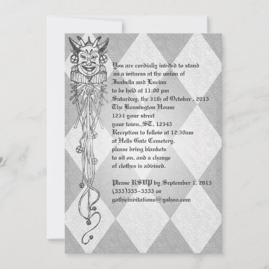 Invitation Mariage médiéval Jester Diamonds Goth (Devant)