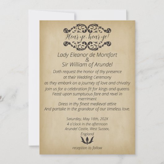 Invitation Mariage médiéval Merriment Faux Parchment (Devant)