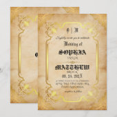 Invitation Mariage médiéval or personnalisable (Devant / Derrière)
