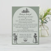 Invitation Mariage Médiéval Renaissance Vert Sauge Arqué (Debout devant)