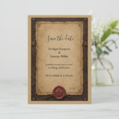 Invitation Mariage Médiéval Rustique en Cire de Cuir (Debout devant)