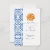 Invitation Mariage Méditerranéen Carreau Bleu Orange Aquarell (Devant)