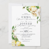 Invitation Mariage méditerranéen citron bleu vif (Devant)