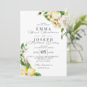 Invitation Mariage méditerranéen citron bleu vif (Debout devant)