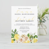 Invitation Mariage méditerranéen citron jaune vif (Debout devant)