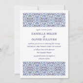 Invitation Mariage méditerranéen Indigo Tile de la marine esp (Devant)