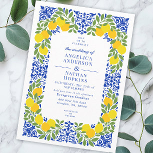 Invitation Mariage Méditerranéen Italie Grèce Élégant Citron