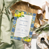 Invitation Mariage méditerranéen moderne citron bleu et jaune