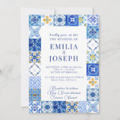 Invitation Mariage méditerranéen moderne d'été bleu clair (Devant)