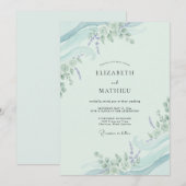 Invitation Mariage Menthe Aqua Feuillage Eucalyptus Doux (Devant / Derrière)