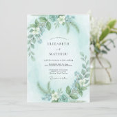 Invitation Mariage Menthe Eucalyptus Aqua (Debout devant)