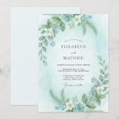 Invitation Mariage Menthe Eucalyptus Aqua (Devant / Derrière)