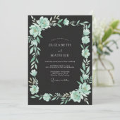 Invitation Mariage Menthe Eucalyptus Fleur de Mer (Debout devant)