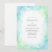 Invitation Mariage Menthe Feuillage Chartreuse Eucalyptus (Devant / Derrière)