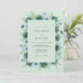 Invitation Mariage Menthe Pervenche Succulente Eucalyptus (Debout devant)