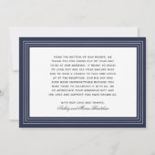 Invitation Mariage Merci bleu marine simple (Dos)